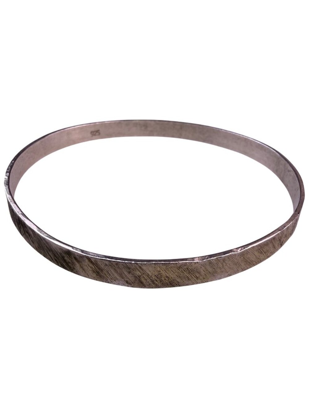 Sterling Silver Womens Textured Bangle Bracelet 925 Mark Lightweight